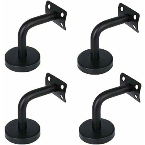 Bardusch- Ensemble de 4 supports de main courante en acier inoxydable 201 – Finition laque noire – Pour escaliers et couloirs – Installation facile