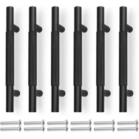 Bardusch Ensemble de 6 poignées de tiroir noires de 150 mm de diamètre, entraxe de 96 mm.