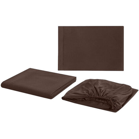 Bardusch-Ensemble de draps en maille de coton 4 pièces, doux et respirant, à poches profondes, 145 g/m², marron