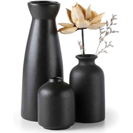 Bardusch - Ensemble de vases en céramique pour la décoration du salon, composition florale moderne, ensemble de trois pièces, vase blanc décoratif