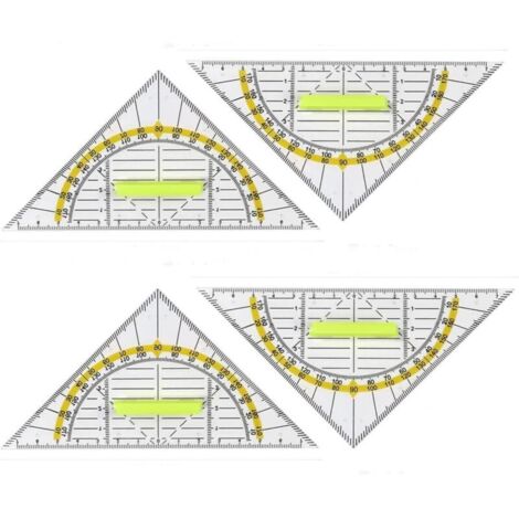 Bardusch Équerre 4 pièces avec poignée de 16 cm, gabarit géométrique flexible, règle triangulaire, équerre pour l'école primaire, pour une utilisation au bureau de l'école