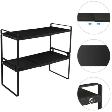 Bardusch - Étagères de rangement pour comptoir de cuisine - - noir - 60cm - 21cm - métal