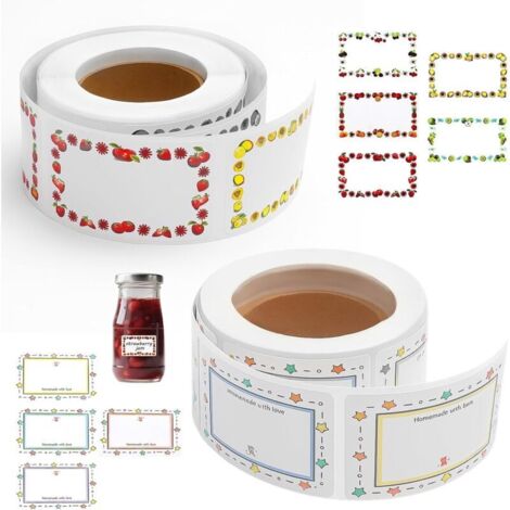 Bardusch Étiquettes Autocollantes Personnalisées Lot de 2 Rouleaux (500 Pièces) Étiquettes Bouteille & Confiture, Format 3x5cm – Étiquettes Autocollantes pour Bocaux Cuisine Enfants DIY Maison