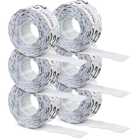 Bardusch-Étiquettes pour Pince à Etiqueter (26x12 mm, 2 lignes, 6.000 étiquettes, papier blanc, adhésives permanentes