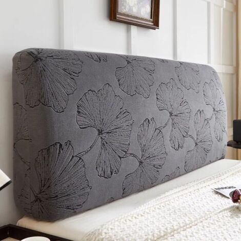 Bardusch Extensible imprimée Housse de Tête de Lit, taille réelle, Résistant à la poussière Couvre Tete De Lit De Chambre pour décoration intérieure Feuille d'ombre - Gris foncé 210-230 cm/83-90.5 pou