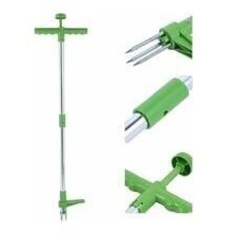 Bardusch-Extracteur de mauvaises herbes et outil d'extraction de racine de désherbeur vertical rotatif télescopique avec poignée en acier et désherbeur de jardin manuel à 3 griffes