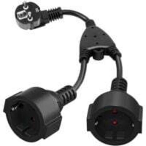 Bardusch-Fiche Double pour Prise, Rallonge avec 2 prises 16A/ 250V/ Max.3680W 2 en 1 Adaptateur de Prise Distribution à 2 Voies IP44 Double Prise pour Maison, Bureau, Voyages