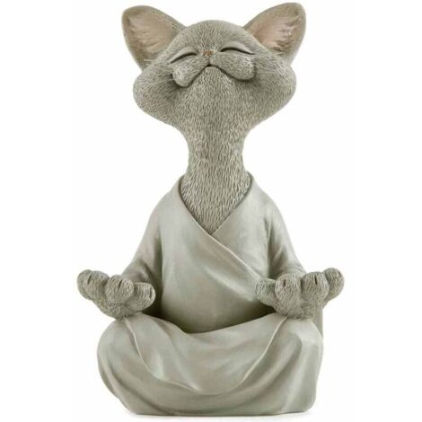 Bardusch-Figurine chat zen style Bouddha, idéale pour espace calme, cadeau original pour passionnés de chats.