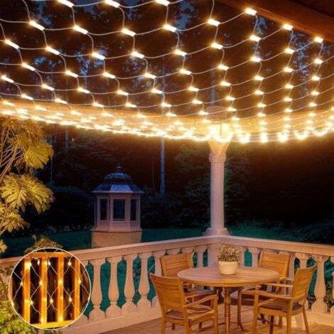 Bardusch-Filet Lumineux Extérieur 3x2m 200LED Guirlande Lumineuse avec Prise IP44 étanche 8 Modes Pour Noël Jardin - Jaune