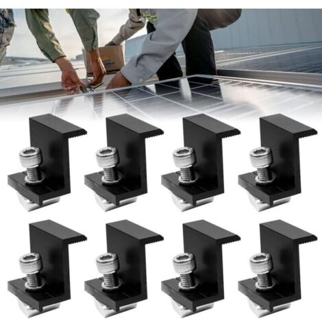 Bardusch-Fixation Panneau Solaire: 8 Pièces Support Panneau Solaire en Aluminium 30 mm, Support Montage Panneau Solaire en Z pour Camping Car Panneau Photovoltaïque Toit Plat, Avec Ecrous et Boulon