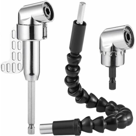 Bardusch-Foret à angle droit et kit d'extension d'angle flexible pour foret ou tournevis Adaptateur de douille de 1/4 po, pratique et pratique dans un espace de travail serré