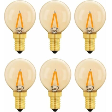 Bardusch-G40 Vintage Mini Ampoule E14 LED 1W, Ambre Edison Ampoule E14 de Remplacement 10W pour Lumières Décoratives, Blanc Chaud 2200K, Non Dimmable, Lot de 6