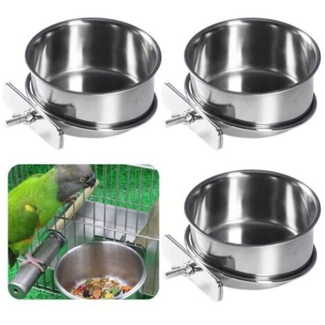 Bardusch - Gamelle pour oiseaux - Rinoxydable - Lot de 3 - Support de suspension - Acier inoxydable - Petit animal