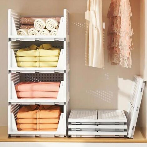 Bardusch - . Grand panier de rangement pour vêtements à 4 couches, organisateur de tiroir, 33,54372cm, blanc.