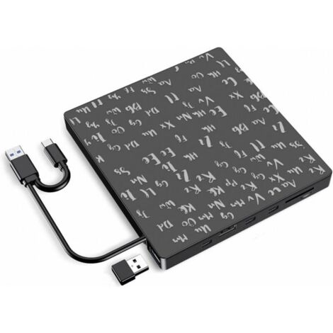 Bardusch-Graveur DVD externe USB 3.0 + Type-C rapide, deux ports, lecteur CD/DVD pour PC portable