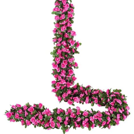 Bardusch - Guirlande 4 roses artificielles 220 cm, fausses grimpantes feuilles vertes, mariage/jardin
