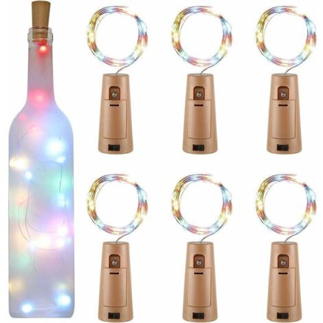 Bardusch-Guirlande LED Bouteille 2m 20 LEDs Bouteille Lumineuse, LED Bouchon Bottle Light Étanche Fil D'argent Flexible Décoration pour Partie, Mariage (Coloré)