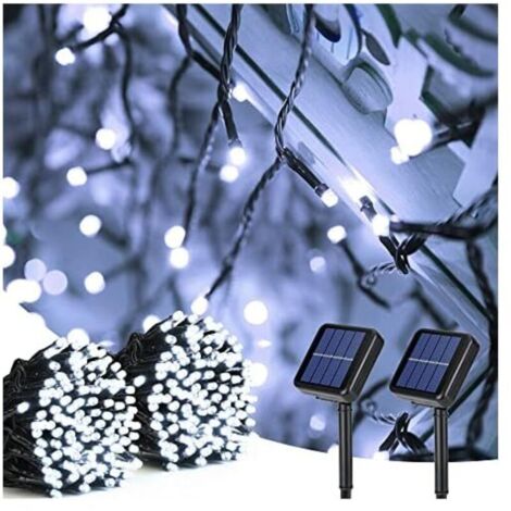 Bardusch - Guirlande Lumineuse Solaire, 2 Pack 20M 200 LED Exterieur Guirlande Solaire 8 Modes Etanche Sapin de Noël Intérieur Blanc Froid Lumière pour Jardin Terrasse Fête Mariage Cour Décoration