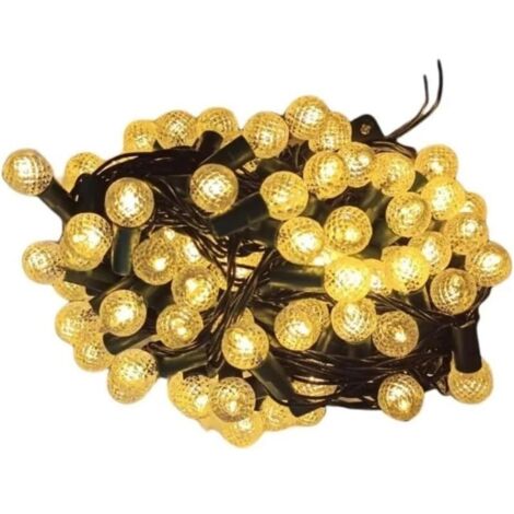 Bardusch-Guirlande lumineuse solaire à bulles, blanc chaud, longueur totale de 12 m, idéale pour la décoration extérieure et intérieure.