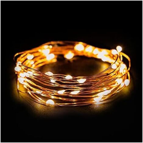 Bardusch-Guirlande Micro LED en fil de cuivre 4m, 40 LED, 230V, fonction de minuterie, LED Guirlande lumineuse exterieure et intérieur, étanche IP44, Deco Mariage, Noël, Fête couleur blanc chaud
