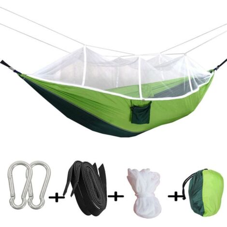 Bardusch - Hamac 260x140 cm - Taffeta Nylon - avec Moustiquaire et Sac - Léger, Résistant, Anti-Moustiques - Vert - Pour Camping et La Détente