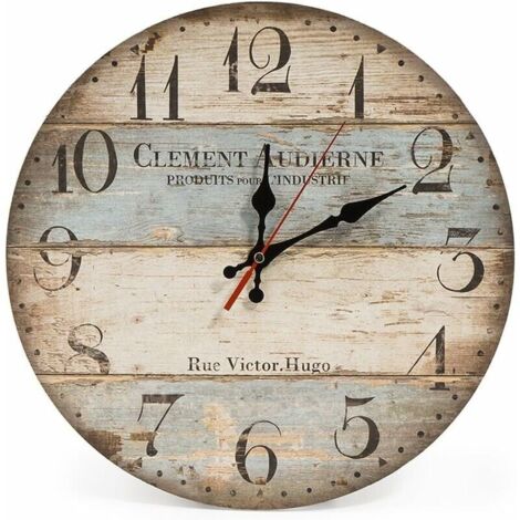 Bardusch-Horloge murale rétro européenne pastorale salon horloge murale décoration simple horloge murale en bois horloge murale à quartz