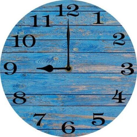 Bardusch-Horloge murale ronde bois bleu cyan 25 cm – piles – silencieuse sans tic-tac – salon/cuisine/chambre