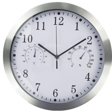 Bardusch-Horloge murale ronde rétro étanche avec thermomètre, pour intérieur/extérieur, décoration maison ou terrasse