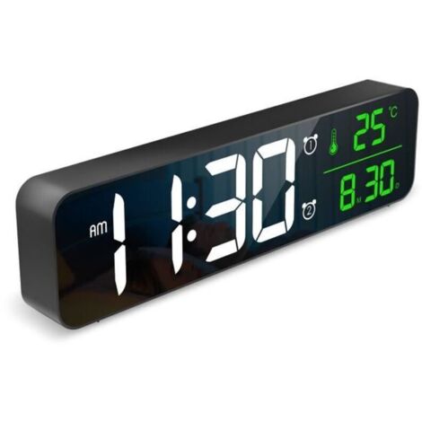 Bardusch - Horloge Numérique LED, Réveil murale pour le salon, Grand écran de 10,5\'\', 2 alarme, 6 niveaux de luminosité réglables