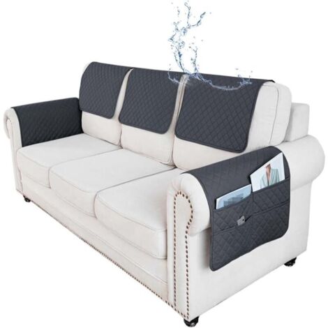Bardusch-Housse D'appui-tête De Canapé Antidérapante Et Imperméable, Housse De Protection Accoudoir De Canapé en Forme De L(F6,5 Piece Set)