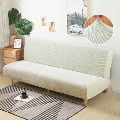 Bardusch-Housse de canapé-lit extensible pour futon 2/3 places amovible et anti-poussière en tissu polaire doux (Beige pour lit 120155 cm)