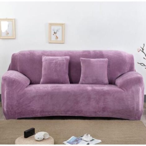 Bardusch - Housse de Canapé Velours 2 Places 145-185cm Élastique Spandex Revêtement de Canapé Épais Violet