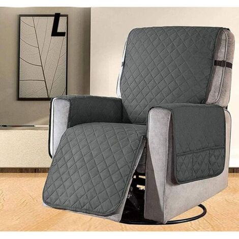 Bardusch - Housse de Fauteuil Relax Matelassé Couvre Fauteuil Inclinable Doux Protecteur Canapé 1 Place Antidérapant , L ,Gris foncé
