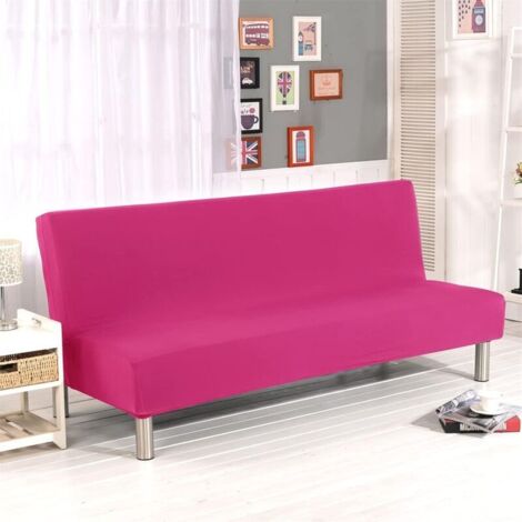 Bardusch-Housse de protection futon extensible sans accoudoirs, pliable, bande élastique, lavable (rose rouge)