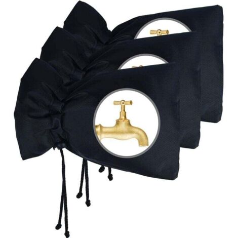 Bardusch-Housse de Robinet pour L'extérieur, Housse de Robinet Cosy pour la Protection Contre Le Gel en Hiver, Housse de Robinet de Jardin Imperméable, 22cm x 18cm (3 noir)