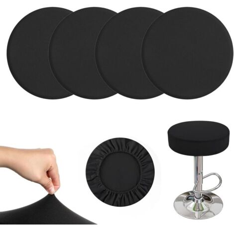 Bardusch Housse Tabouret Rond, 4 Housse Chaise Bar Extensible, Diamètre 28-38 cm, Housse Tabouret de Bar Rond, Facile d'entretien Lavable Infroissable Douce et Durable (Noir)