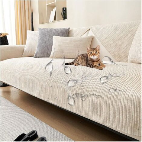 Bardusch-Housses de canapé imperméables en chenille anti-griffures pour animaux, beige, 90x210 cm