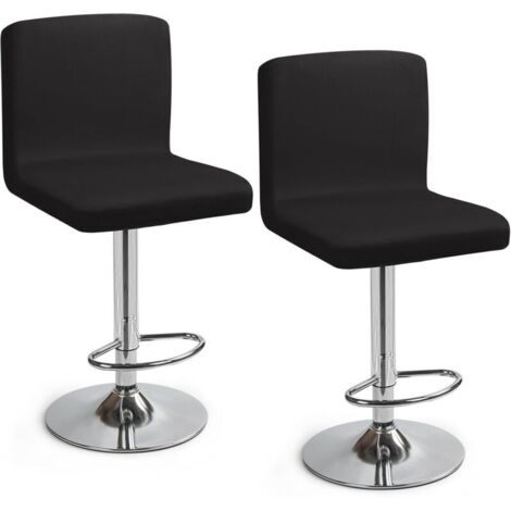 Bardusch Housses de Chaise de Bar Extensible,Lot de 2 Housse de Chaise de Salle à Manger de Bar Universel Housse de Tabouret de Bar avec Dossier Housse Chaise de Bar pour Pub Cuisine Café(Noir, Lot de