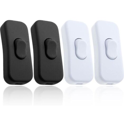 Bardusch Interrupteur Bipolaire, 4 pcs, Remplacement du commutateur en ligne, Interrupteur Lampe de Chevet, Interrupteur Lampe, Interrupteur Bipolaire, pour Lampe de Table, Lampe de Chevet, Blanc/noir