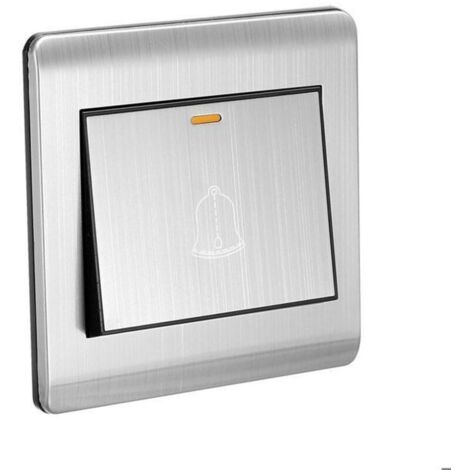 Bardusch - Interrupteur de sonnette de porte AC 250V 16A 86mm x 86mm Panneau inox Bouton-poussoir carré réinitialisable mural