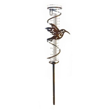 Bardusch - Jauge de pluie en fer style colibri, collecteur de pluie, tube de mesure de pluie extérieur, 45cm