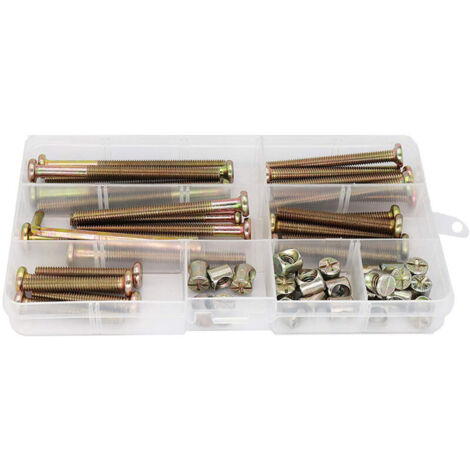 Bardusch - Jeu de 50 vis et écrous pour berceau, meuble (M6 x 40 mm, 50 mm, 60 mm, 70 mm, 80 mm) avec écrous cylindriques et chevilles