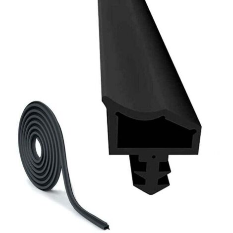 Bardusch-Joint de Porte Caoutchouc Contre 10M, Bruit et la Poussière Joint Porte, Largeur de Rainure 4mm Profondeur Rainure 7mm Pliage Rainure 12mm (Noir)
