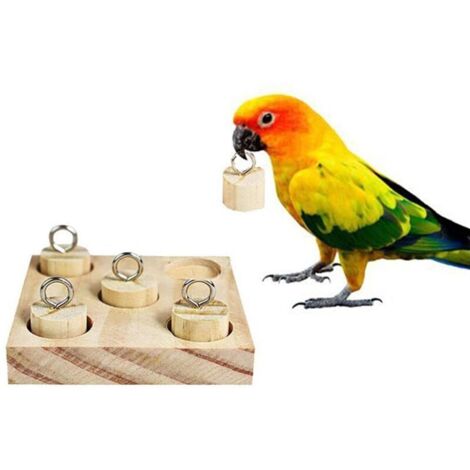 Bardusch - Jouet bois perroquet éducatif, bloc attrayant, stimulation mentale oiseaux/perroquets