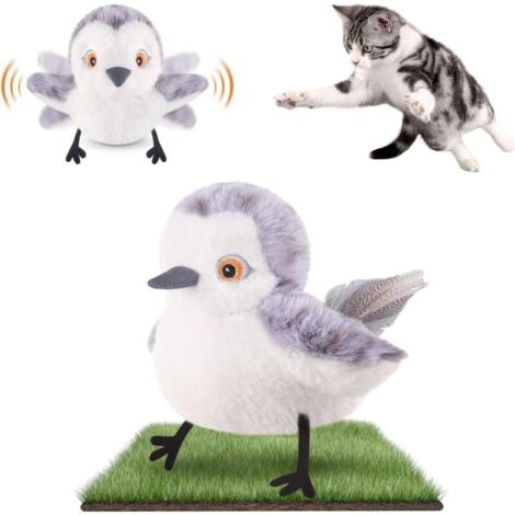 Bardusch-Jouet pour Chats Oiseau battant, gazouillis de bécassine Plus Vrai Que Nature, Jouet activé par Le Toucher pour Chats, électrique interactif pour Chaton, avec Herbe à Chat, Rechargeable