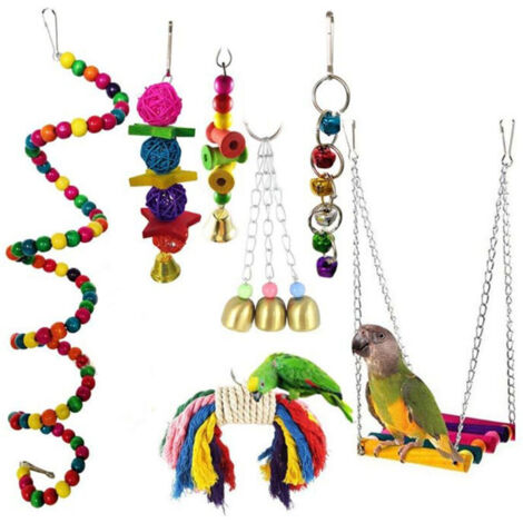 Bardusch - Jouets pour perruches calopsittes, clochette suspendue, hamac, balançoire et échelles à grimper pour oiseaux de compagnie