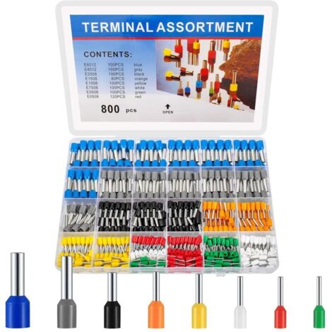 Bardusch-Kit de 800 Cosses de Fil, Ensemble de Manchons Isolés, Connecteurs de Câble, Outil de Cosses de Fil pour Pince à Sertir, 0,5-6mm²