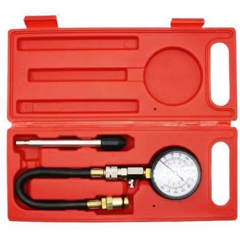 Bardusch-Kit de compressiomètre avec manomètre et tuyau flexible – Raccords en laiton 14/18 mm – Plage de mesure 0-20 bar pour moteurs essence