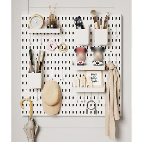 Bardusch-Kit organisateur punaises 4 pcs + 36 accessoires – mural sans perçage – cuisine/garage/bureau – blanc
