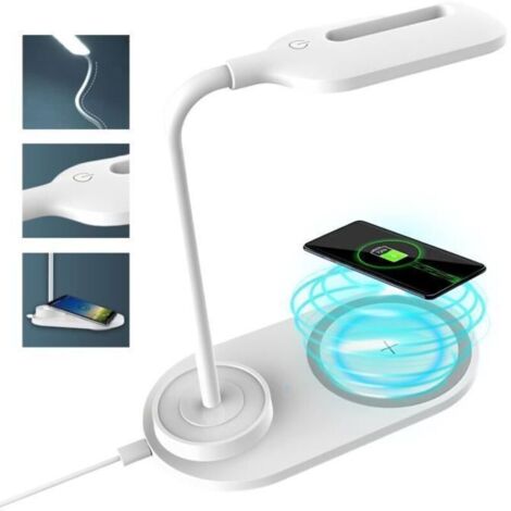 Bardusch - Lampe de Bureau Flexible Brillsten avec Chargeur sans fil 10w d'éclairage - Contrôle Tactile